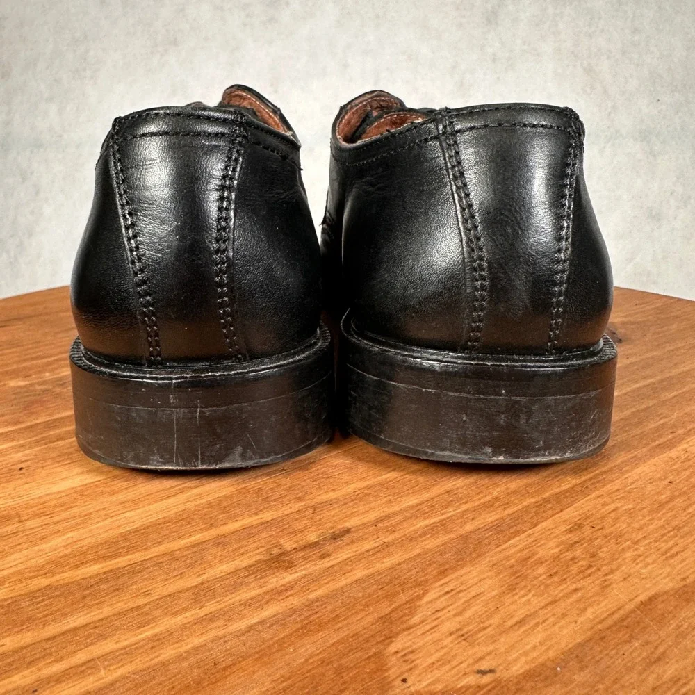Joseph Abboud Oxford Shoes Mens 9.5 Black Good Wingtip Brogue Square Toe Leather